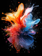 Abstract liquid splash and colourful paint explosion, Wall Art Design for Home Decor, 4K Wallpaper and Background for Mobile Cell Phone, Smartphone, Cellphone, desktop, laptop, Computer, Tablet