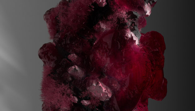Colorful red minerals photographed in studio.