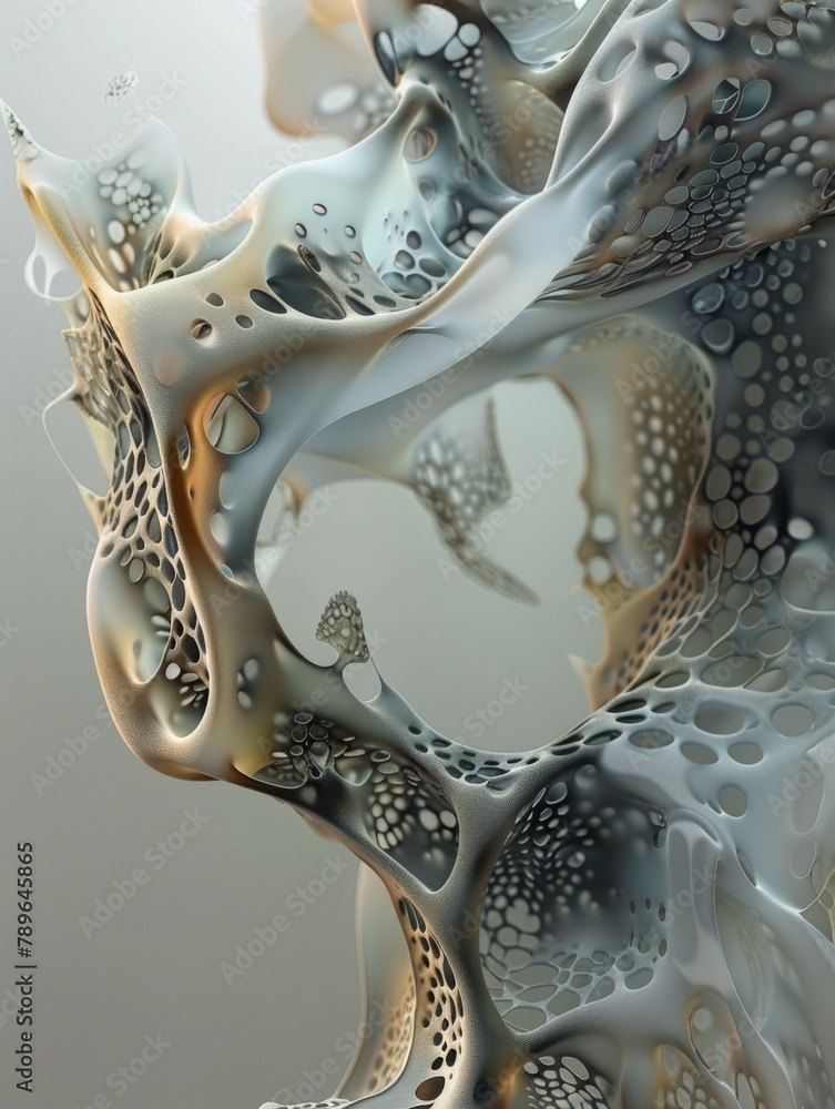 Poster organic transformation: from fluid forms to structured divisions - abstract art image