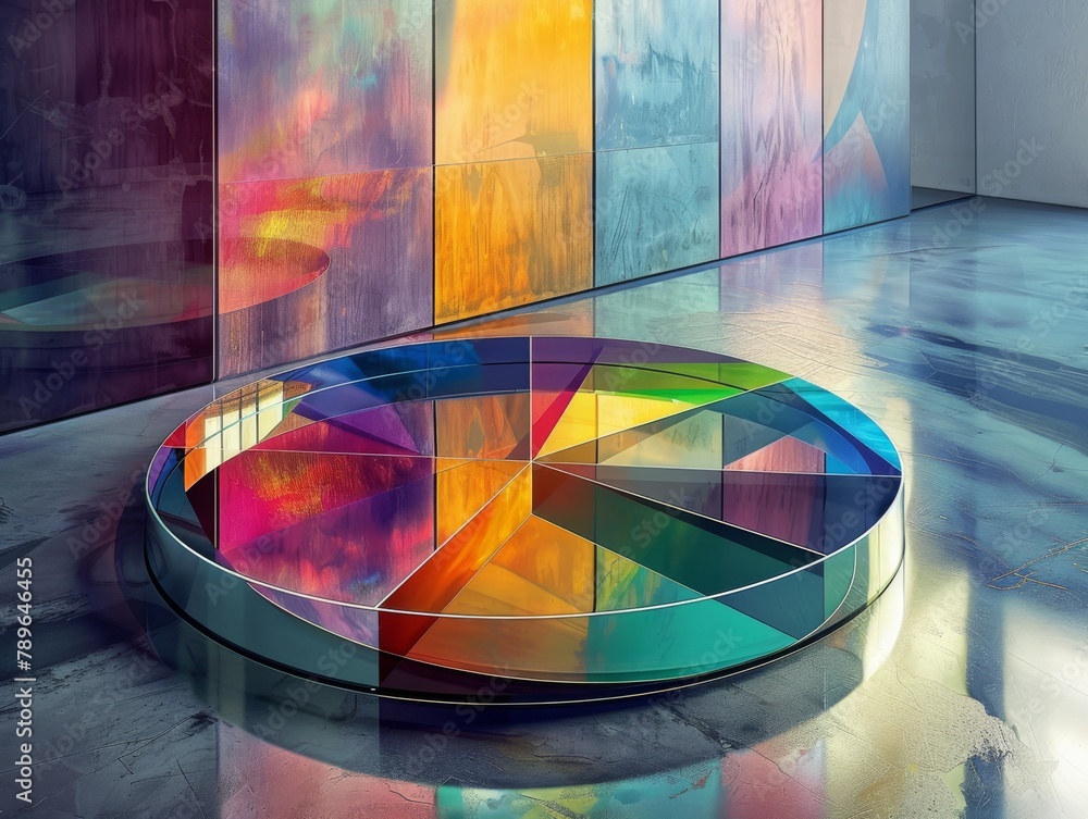 Poster fragmented reflections of reality captured within tranquil multicolored abstraction