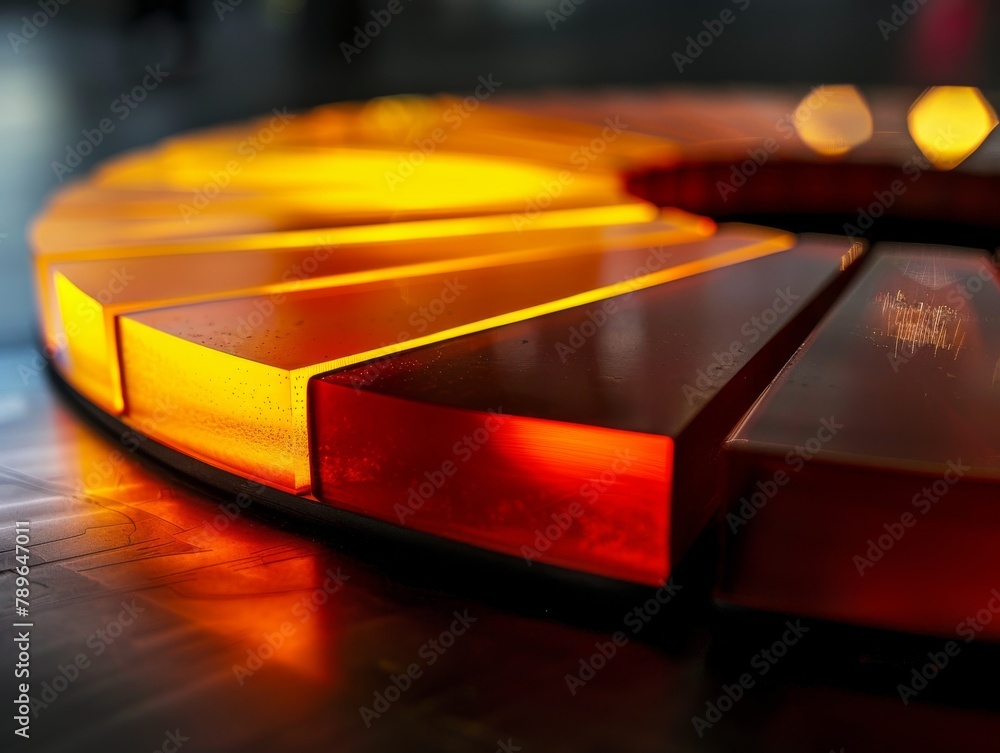 Poster ethereal glow radiatingwithin each pie chart - abstract data visualization concept.