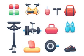 Gym Sport Exercises Icons. Gym sport exercises fitness weight loss and healthy lifestyle icons set vector illustration. .