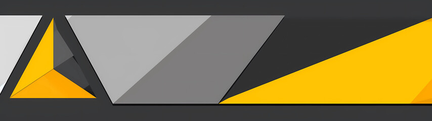 Angular forms in shades of yellow, grey, and black sprawl across the vast expanse of this ultrawide panorama, creating a visually striking composition that balances precision with expansiveness
