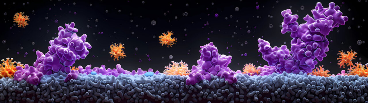A vibrant tapestry of vividly colored microscopic organisms and structures unfolds across the expansive backdrop of this ultrawide canvas, revealing the intricate beauty and complexity of the unseen 