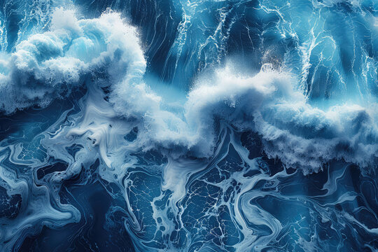 Abstract background with swirling storm clouds and deep blue ocean waves, creating an ethereal atmosphere for design projects. Created with Ai