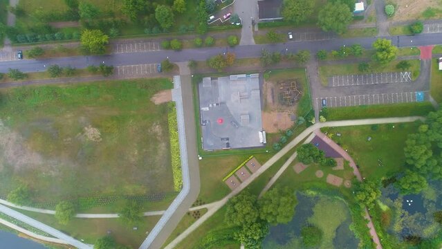 Playground Fog Park Ponds Elk Plac Zabaw Mgla Aerial View Poland