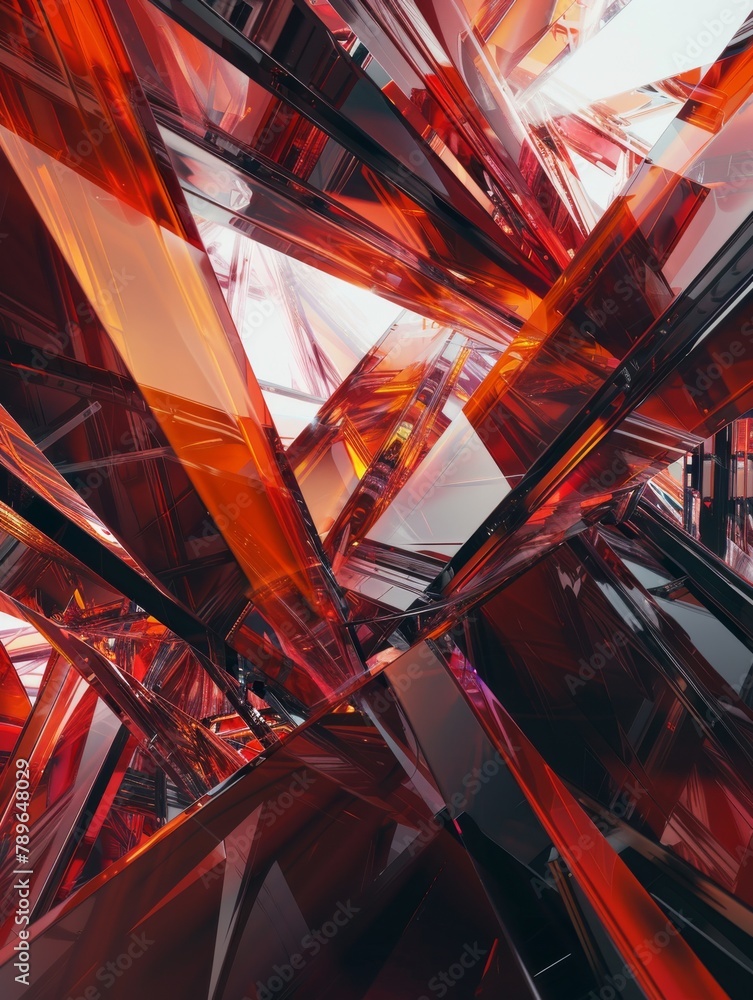 Poster Angular Intersecting Shapes in Precise Angles CreatedLight Reflection