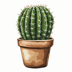Cactus, illustration, vintage style, isolated, white background, small, succulent, plant, desert, botanical,  - obrazy, fototapety, plakaty