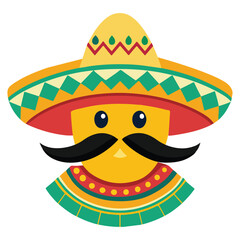 Cinco de mayo festival design element of a cartoon man with mustache wearing a hat vector illustration clipart