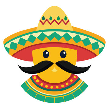 recommend clip art: Cinco de mayo festival design element of a cartoon man with mustache wearing a hat vector illustration clipart