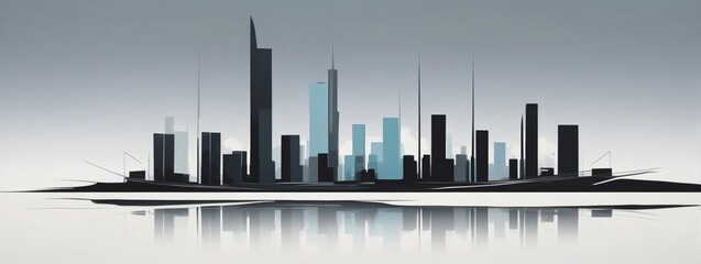 Urban landscape rendered in abstract minimalism for a contemporary feel.