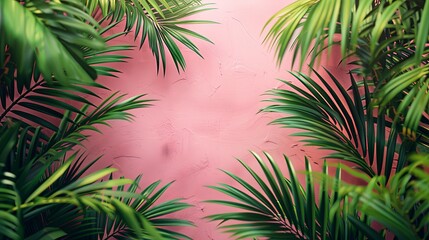 Tropical Elegance with Palm Leaves on Pink