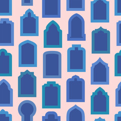Oriental Islamic elegant style arches, frames set. Modern boho design ramadan kareem and eid mubarak windows, doorway vector illustrations