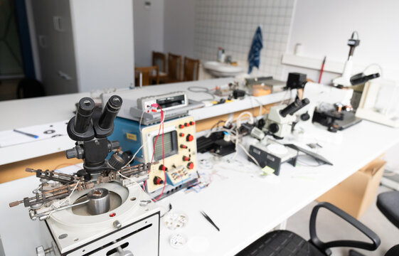 Desk At Lab Of Electronic Processes
