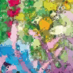 Oil painting and various flowers, chrysanthemums, scenic ponds, beautiful wedding illustrations