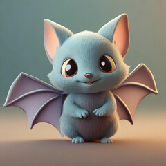 Obraz premium Adorable 3D Baby Bat in Pastel Clay