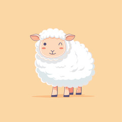 Naklejka premium Cute sheep cartoon illustration vector design for children