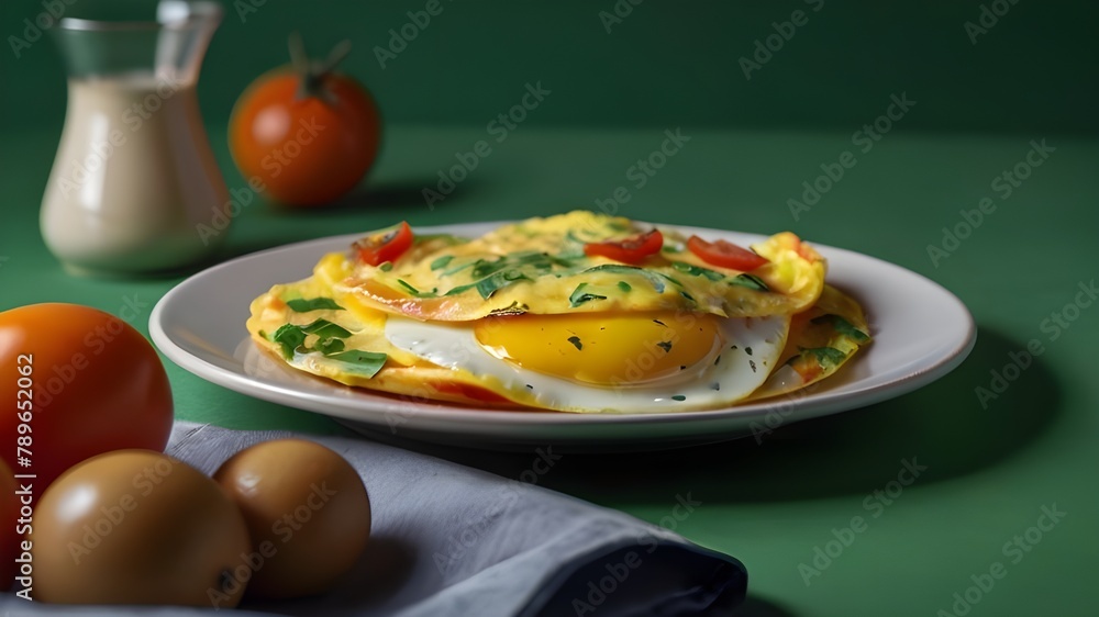 Wall mural omelet with vegetables