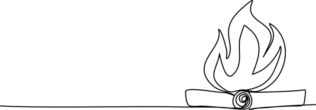 recommend clip art: Campfire. One line drawing vector illustration.