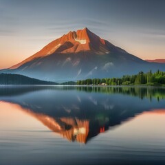 Fototapeta na wymiar A serene lake with a reflection of the mountains1