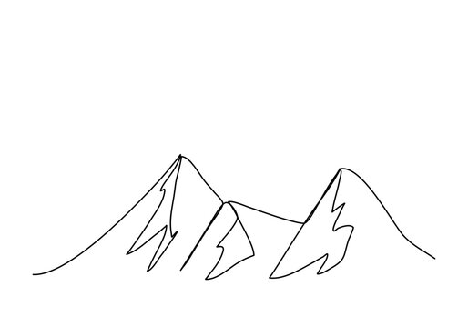 Mountains. One line drawing vector illustration.