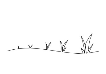 Grass doodle. One line drawing vector illustration.