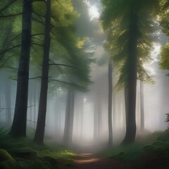 A misty morning in a dense forest3