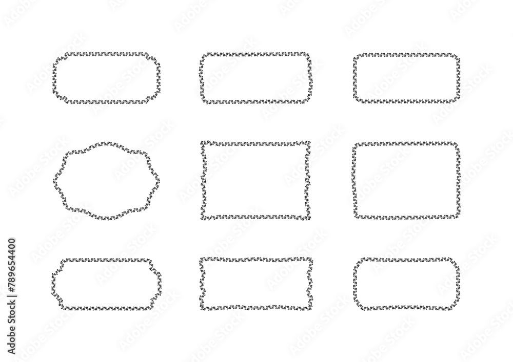 Aufkleber set of the hand-drawn doodle vector text boxes isolated on a transparent background. brush-drawn rec
