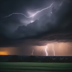 A dramatic thunderstorm with lightning and dark clouds4