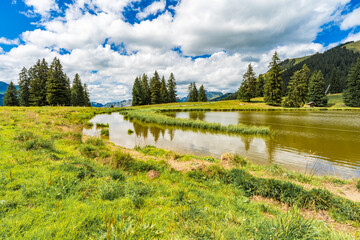 le lac à la montagne de Chatel en été