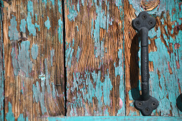 Door handle old faded paint antique