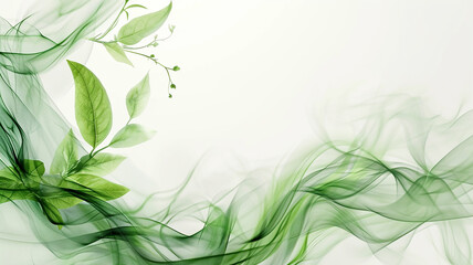 Fototapeta na wymiar Green Leaves on White Background