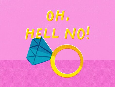 Engagement ring, wedding concept. She said no