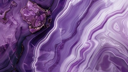 Abstract painting with vibrant colors in a fluid art style. Deep purples, white in a marbled appearance with waves. Organic shapes create a dynamic visual experience.