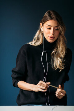 Woman on virtual meeting