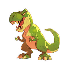 Fototapeta premium Tyrannosaurus rex isolated on transparent background. T-Rex dinosaur character concept. Cartoon illustration for design and print.