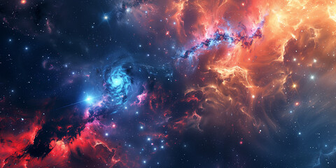 Fototapeta premium Nebula and galaxies in space. Abstract cosmos background