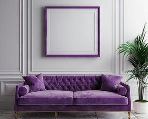 purple couch with frame