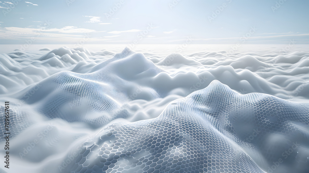 Poster a massive cloud floating in the sky. with most of its volume obscured by the atmosphere and only a s