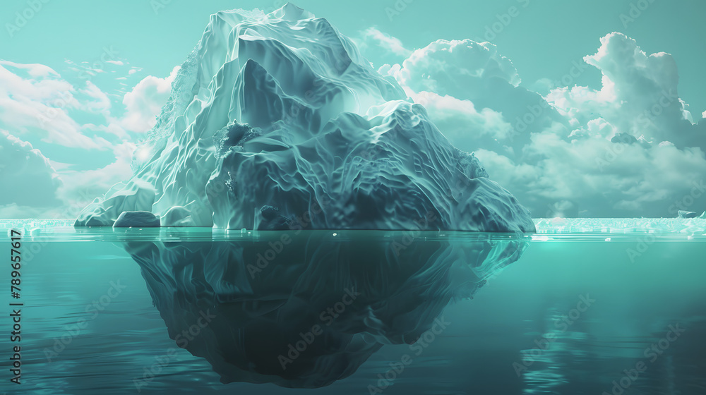 Aufkleber a massive iceberg floating in the ocean. with most of its surface submerged and only one small porti