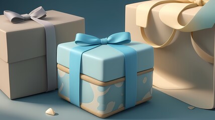 Wedding or birthday gift box with a love theme, 3d 