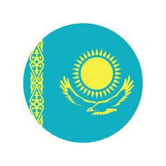 made in Kazakhstan, round with Kazakh national flag colors, circle vector icon