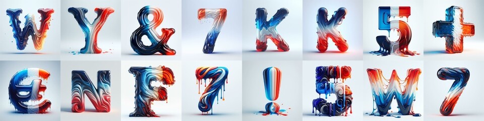 Obraz na płótnie Canvas Glass letters in France flag colors lettering. AI generated illustration