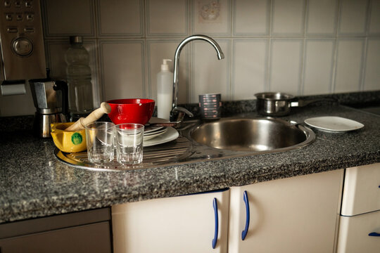 dirty dishes in the kitchen