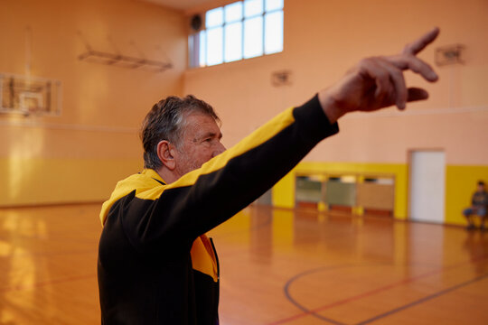 Portrait of a coach follows the game