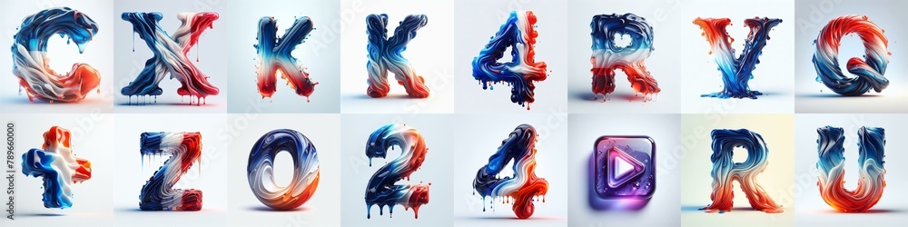 Wall mural Glass letters in France flag colors lettering. AI generated illustration