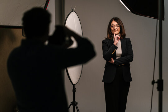 Woman in formal wear during photo session