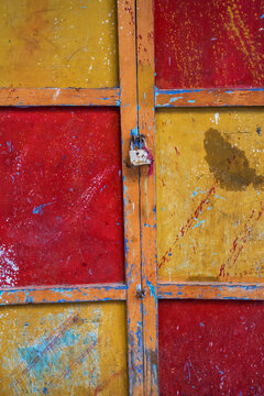 Padlock on old doorway, Morocco
