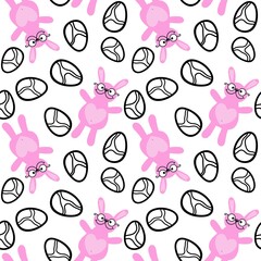 Easter animals bunnies seamless rabbit and eggs pattern for wrapping paper and kids clothes print and party accessories