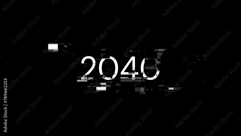 Aufkleber 3d rendering 2040 text with screen effects of technological glitches